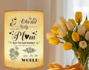 Personalized Mom Table Lamp, Mother's Day Gift from Daughter Son, USB Wood Night Light, Custom Birthday Gift for Grandma, Unique Home Decor