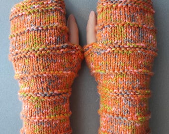 Calentadores de manos sin dedos, mezcla de acrílico naranja, accesorio para mujer