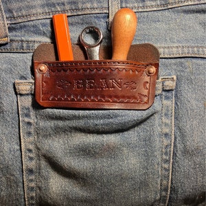 Pocket Protector For Tools Jeans - Brown Personalized