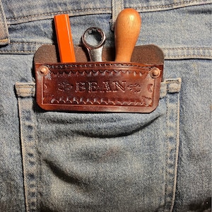 Pocket Protector For Tools Jeans - Brown Personalized