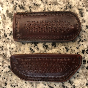 Set of two Leather Cast Iron Skillet Handle Covers sleeve Brown/Black