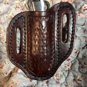 Holster For Folding Pocket Knife Hand Stamped Design