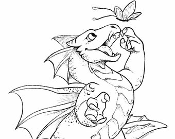 Coloring Page - Gold Dragon Benevolent Friend