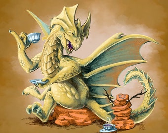 Improvised Company - Brass Dragon Hatchling Fantasy 8x8 Print