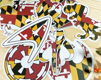 Maryland Flag Nerd Stickers Durable Vinyl Decal