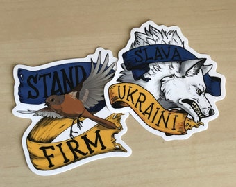 Slava Ukraini Stand Firm Wolf Nightingale  Fundraiser Stickers