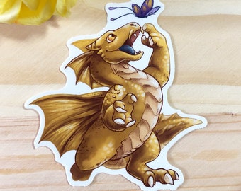 All That Flutters - Gold Dragon Hatchling Durable Sticker