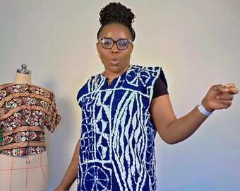 Indigo Print Fringe Vest | Afrocentric Sleeveless Top