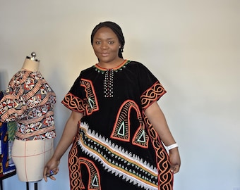 Handmade Embroidered Kaftan Dress | Cameroonian Bamenda Style