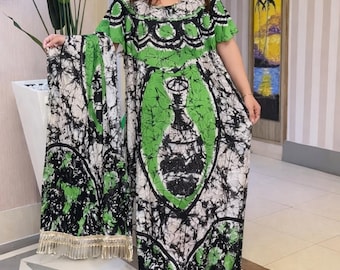 Handgefertigtes Ankara Kaftan Kleid mit passendem Kopftuch