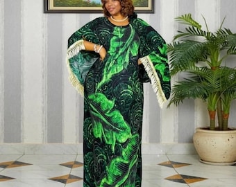 Summer loose breathable bubu with scarf. ethnic bubu gown, African fashion