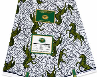 African Ankara Horse Print Dutch Wax Fabric, Vlisco Cotton by Yard