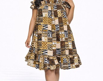 Handmade African  Off-Shoulder Dress | Ankara Summer Dress | Vlisco Wax Print