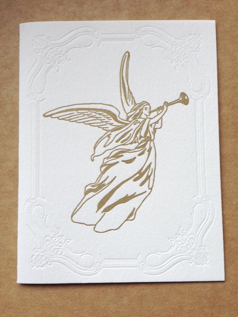 Angel Christmas Card Set of 6 Letterpress Cards image 4