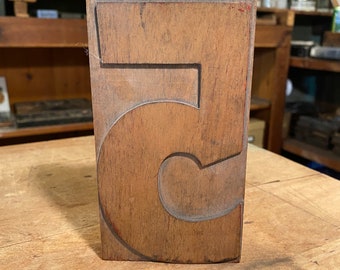 Antique Wood Type No. 5, 6” H, Letterpress, LTE001