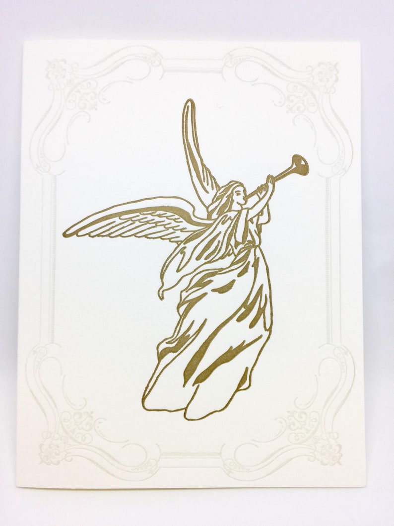 Angel Christmas Card Set of 6 Letterpress Cards image 1