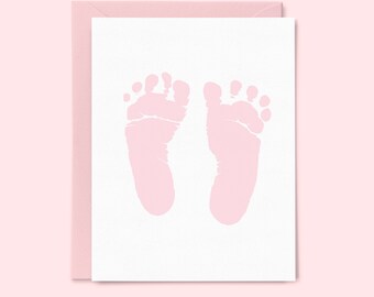 Baby Pink Footprint Letterpress Card