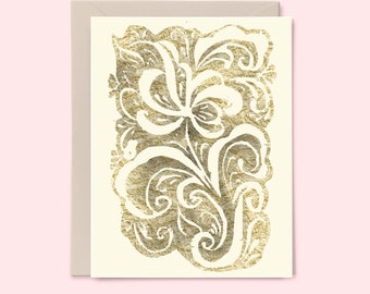 Gold Shimmer Rosemaling Card - Illustration by Elise Watness