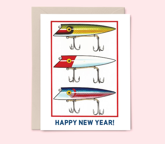 Fishing Lures New Years Greeting Card by Jesse D -  Canada