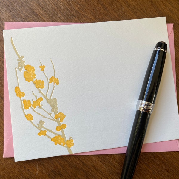 Flowering Quince letterpress flat card