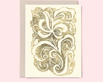 Gold Shimmer Rosemaling - Set of 6 Cards - Illustration by Elise Watness
