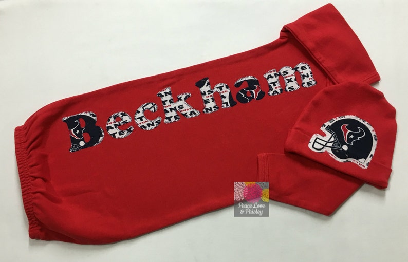 Personalized Baby Boy Gown And Hat Set Houston Texans Baby Etsy