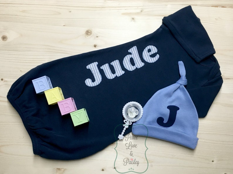 navy blue newborn gown