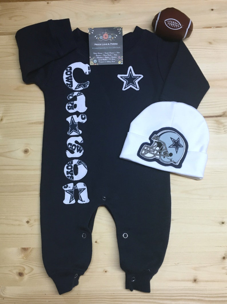 Dallas Cowboys Personalized Baby Romper And Hat Set Outfit Going Home Shower Gift Texas