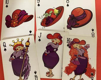 Vintage playing cards, new old stock, red hat, society, junk journal, scrapbooking, collecting different backs