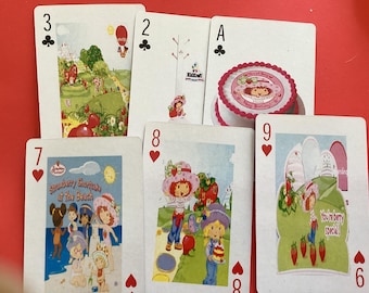 Vintage playing cards, strawberry shortcake, junk journal, scrapbooking, collecting different image I’m back two cards