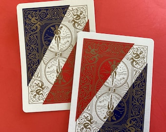 Vintage, bicicleta, coleccionistas, edición, naipes, rojo, blanco y azul, EE. UU. nuevo, antiguo stock, diario basura, álbum de recortes, colección, lote 12