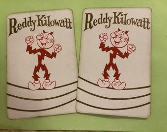 Carta da gioco pubblicitaria d'epoca, nuovo stock di vecchia data Reddy Kilowatt, diario di scarto, lotto di raccolta di scrapbooking 7