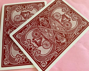 Bicicleta, coleccionistas, edición, naipe, parte trasera de bicicleta, rojo nuevo stock antiguo, diario basura, scrapbooking, lote 12