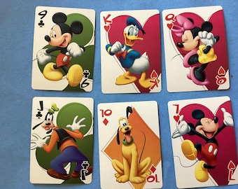 Vintage Disney Mickey Mouse Playing Cards - Set of 6 - Etsy