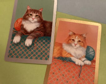 Vintage pear, new old stock, playing cards, cats, junk journal scrapbooking collecting