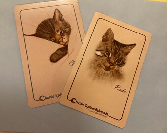 Vintage playing cards, cats railroad new old stock, junk journal, scrapbooking, collecting trains