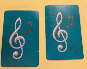 Vintage new old stock, playing cards, music note teal junk journal scrapbooking collecting lot 7
