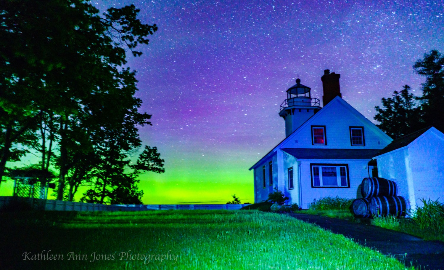 Mission Point Lighthouse with Aurora Etsy