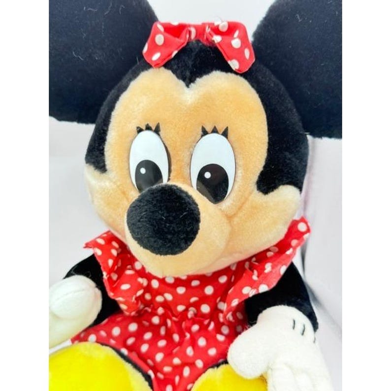 Vintage Disney Mickey and Minnie Mouse Plush Toy Classic Red Polka Dot 11 Inch image 9