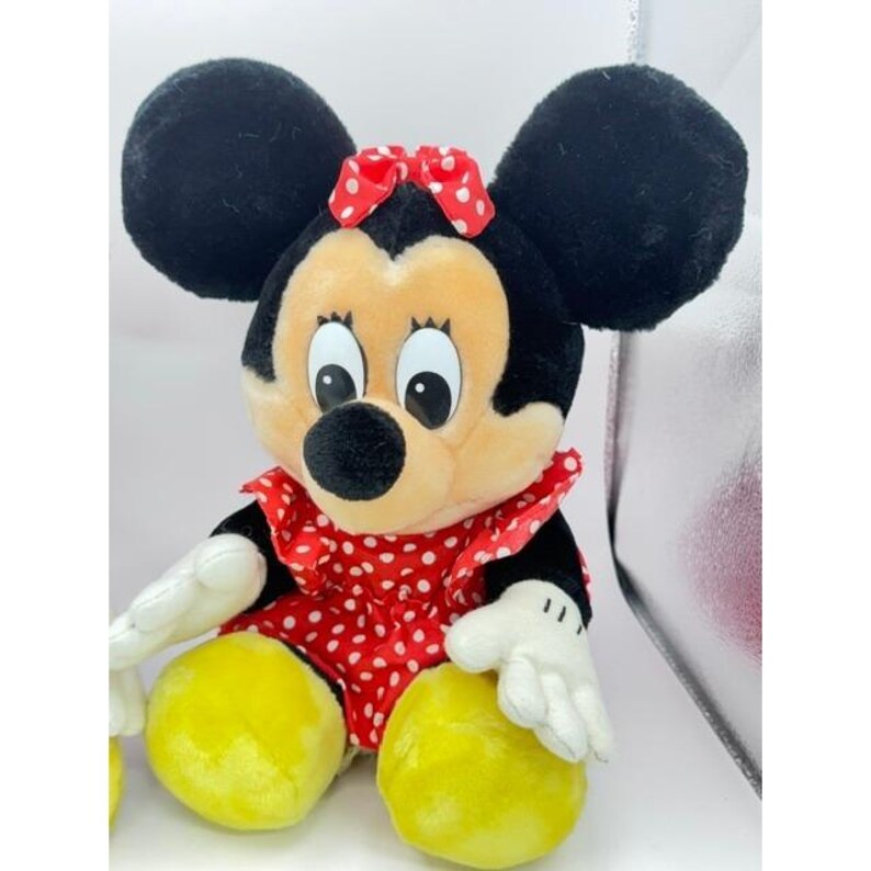 Vintage Disney Mickey and Minnie Mouse Plush Toy Classic Red Polka Dot 11 Inch image 8