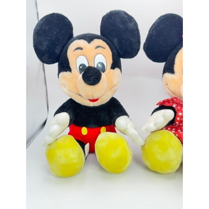 Vintage Disney Mickey and Minnie Mouse Plush Toy Classic Red Polka Dot 11 Inch image 4