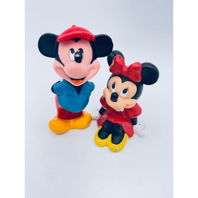 Disney Mickey and Minnie Mouse Figurines Red Blue Yellow Collectible Set image 2