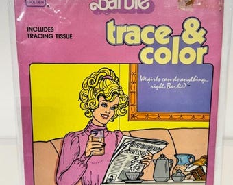 New-Vintage Barbie Trace and Coloring Book 1985 Golden Book