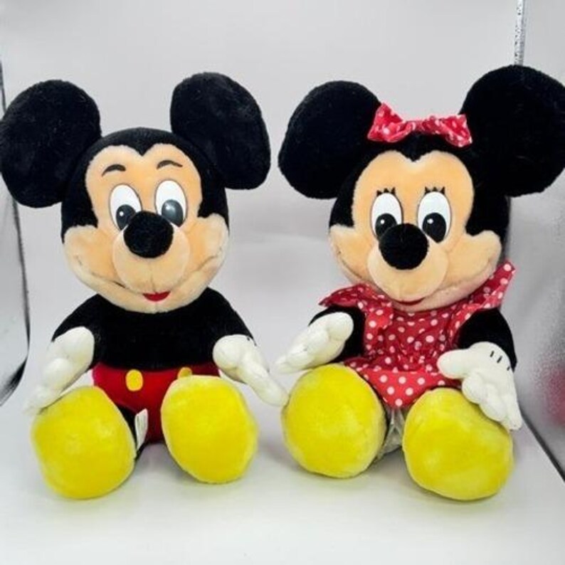 Vintage Disney Mickey and Minnie Mouse Plush Toy Classic Red Polka Dot 11 Inch image 3