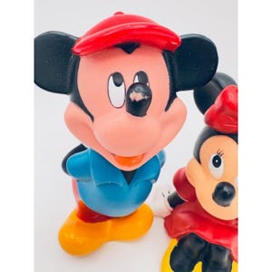Disney Mickey and Minnie Mouse Figurines Red Blue Yellow Collectible Set image 3