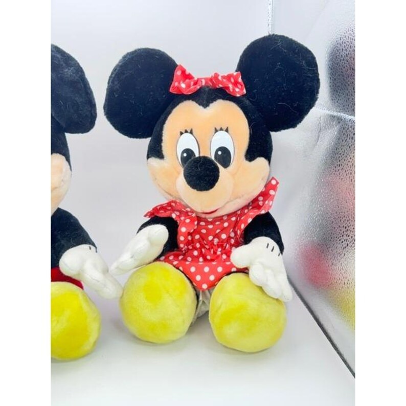 Vintage Disney Mickey and Minnie Mouse Plush Toy Classic Red Polka Dot 11 Inch image 7
