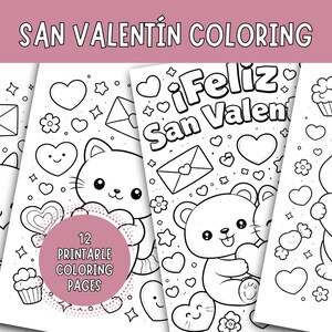 Livre de couleurs San Valentin imprimable | PDF de 12 pages | hojas para colorear