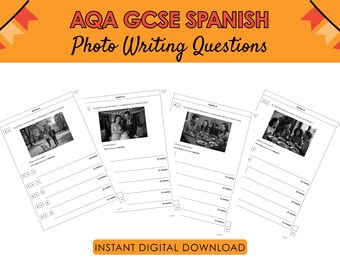 AQA GCSE Spanish Foundation Photo Writing Questions | 20 Exam-Style Prompts | Printable PDF