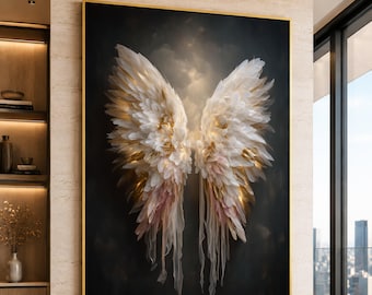 Ethereal Angel Wings Canvas Print, Spiritual, Abstract Angel Wing, Bedroom Living Room Wall Decor