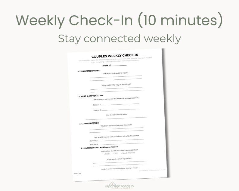 Couples Weekly Reset Bundle | Relationship Check-In + Home Reset | Printable PDF | 2026 Weekly Routine image 5